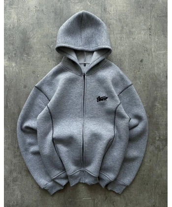 SWD Şardonlu Unisex Hırka Gri