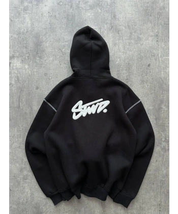 SWD Şardonlu Unisex Hırka Siyah