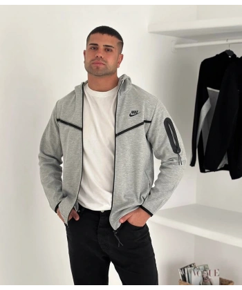 Tech Kapüşonlu Unisex Hırka - Gri