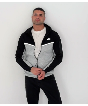 Tech Kapüşonlu Unisex Hırka - Siyah/Gri