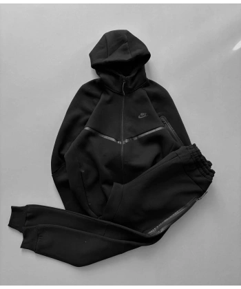 Tech Şardonlu Unisex Eşofman Takımı Siyah