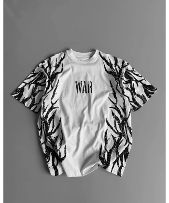 WAR Unisex Oversize Tshirt - Beyaz