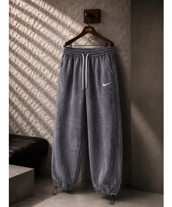 Yıkamalı Baggy Eşofman Gri