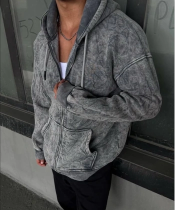 Yıkamalı Şardonlu Unisex Hırka