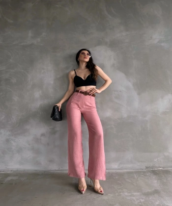 Beli Kemerli Keten Pantolon