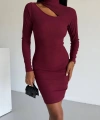 Boğazlı gögüs dekolteli elbise bordo