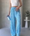 Çiçek Desenli Beli Lastikli Bürümcük Pantolon