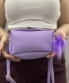 Mor Ponpon Detaylı Cilt Çanta
