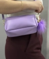 Mor Ponpon Detaylı Cilt Çanta