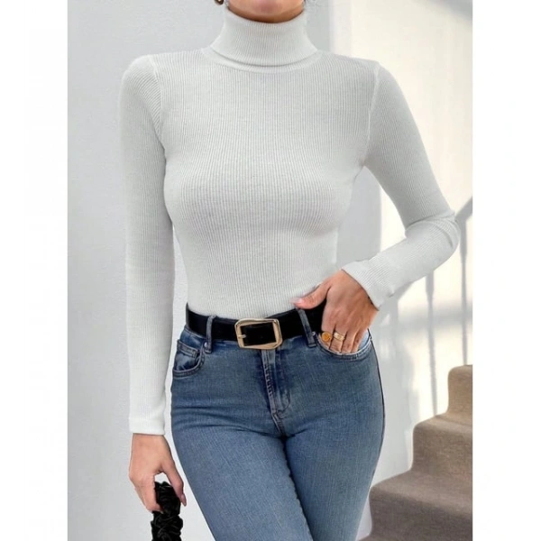 Balıkçı yaka dar kesim kaşkorse kazak beyaz