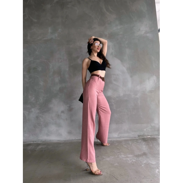 Beli Kemerli Keten Pantolon