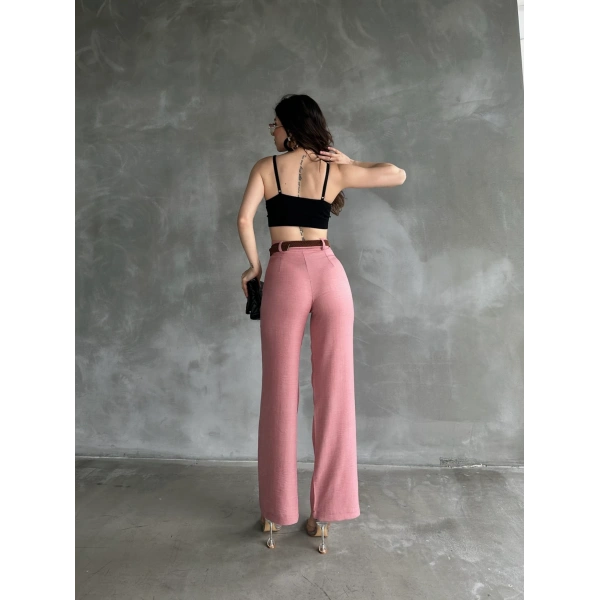 Beli Kemerli Keten Pantolon