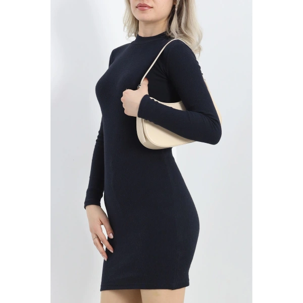 Kaşkorse Yırtmaçsız Elbise Lacivert