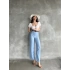 Beli Kemerli Keten Pantolon Bebe Mavisi