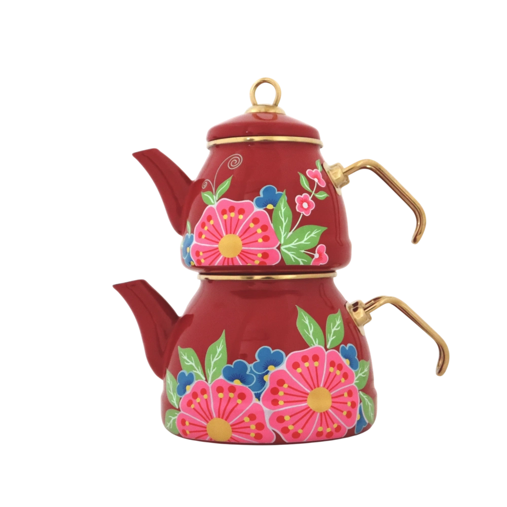 Emaye Çaydanlık Kırmızı Bahar