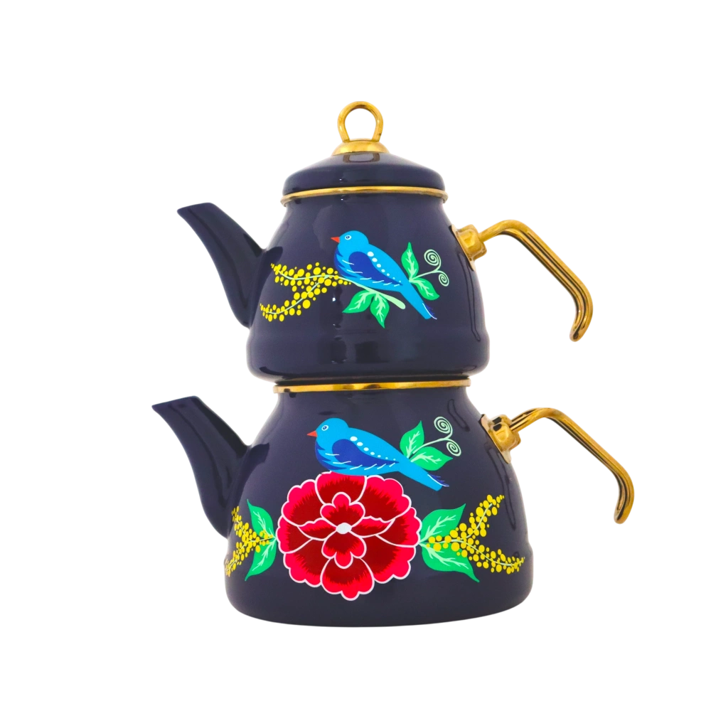 Emaye Çaydanlık Lacivert Kuş