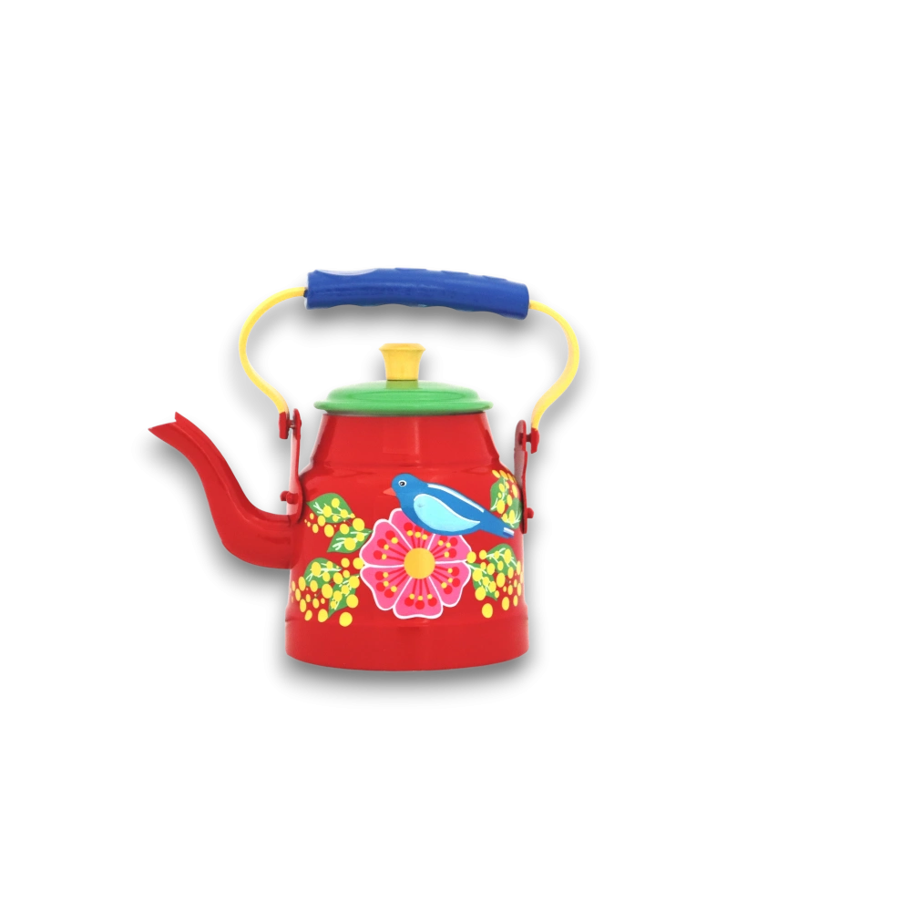 El Boyama Mini Demlik Kırmızı Kuş