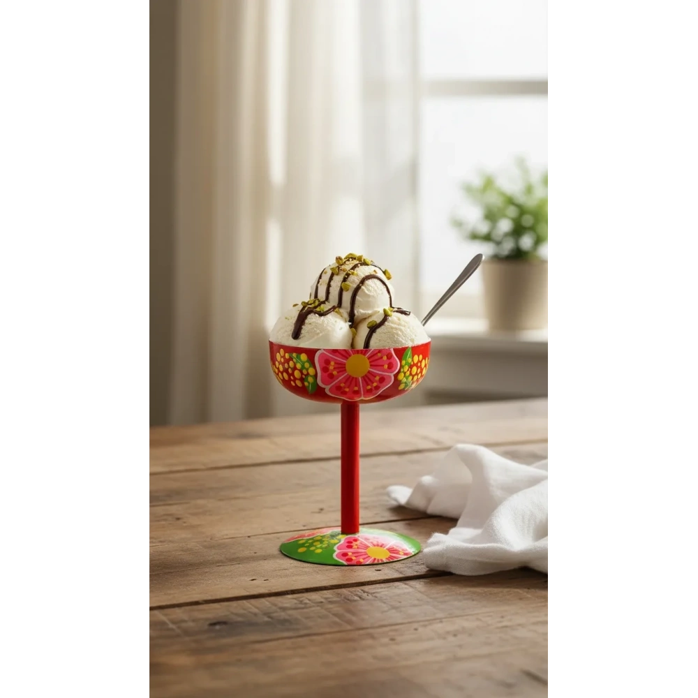 Ayaklı Dondurma Kasesi Kırmızı