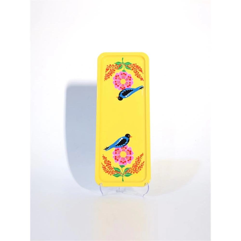 Dikdörtgen Tepsi Kuşlu Sarı