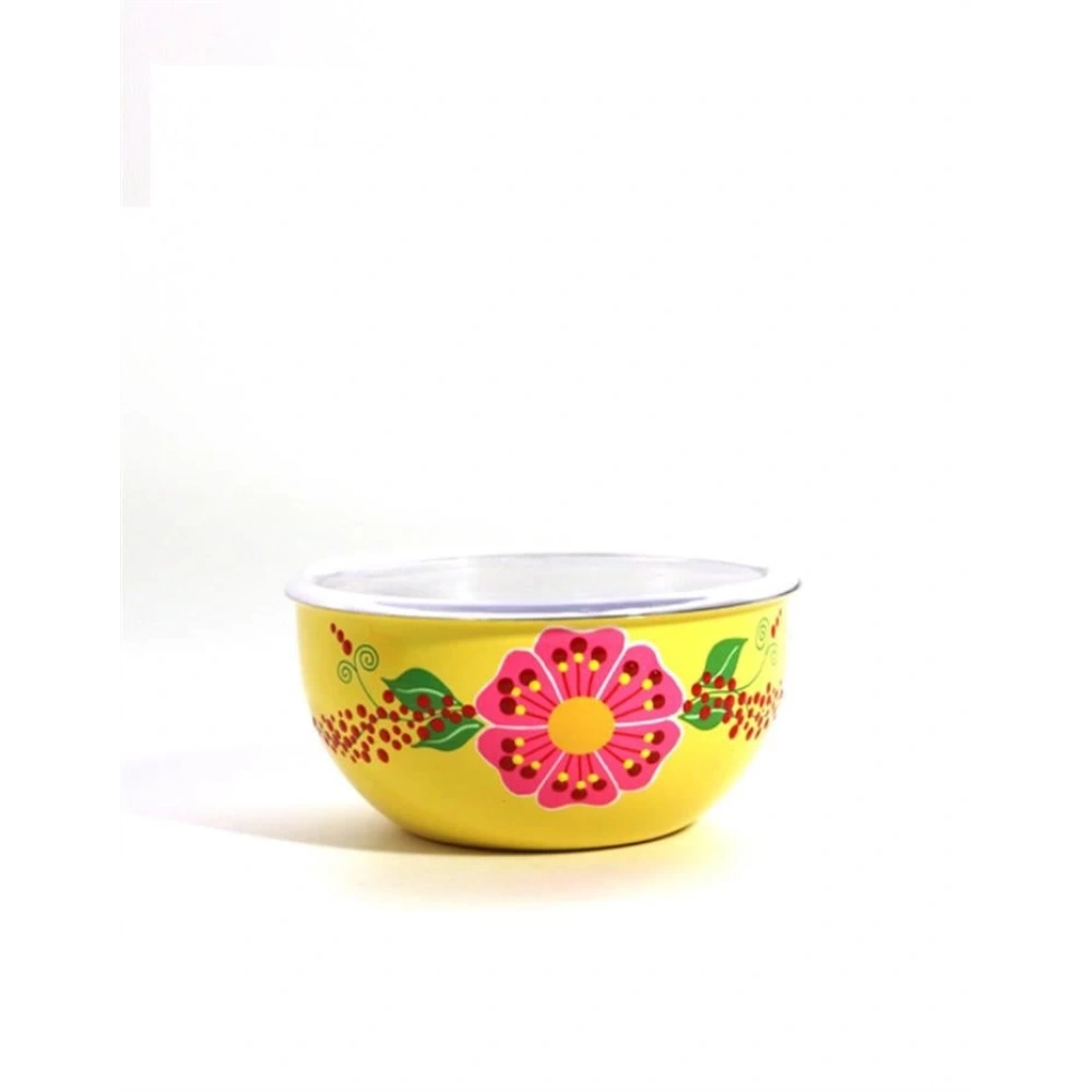 El Boyama 16 Cm Sarı Kapaklı Kase