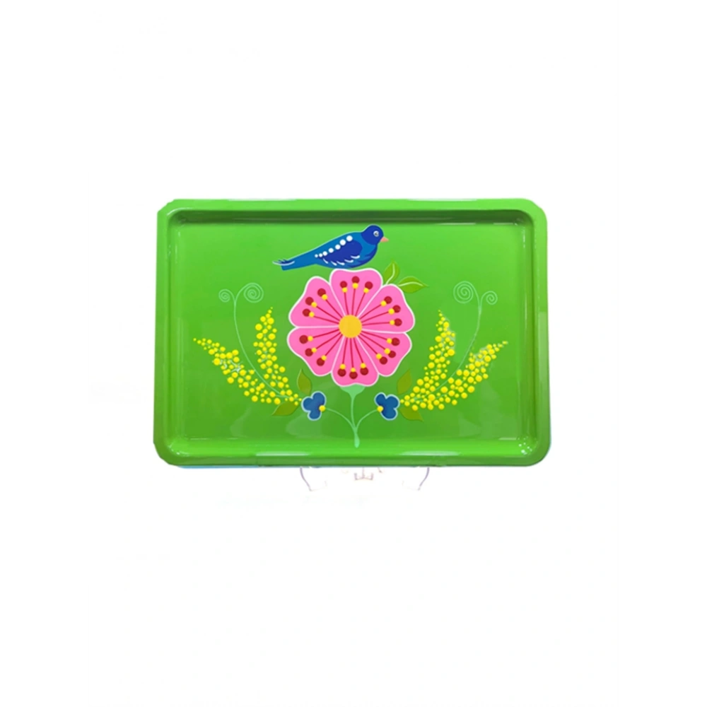 El Boyama 22X33 Dikdörtgen Yeşil Kuş Tepsi