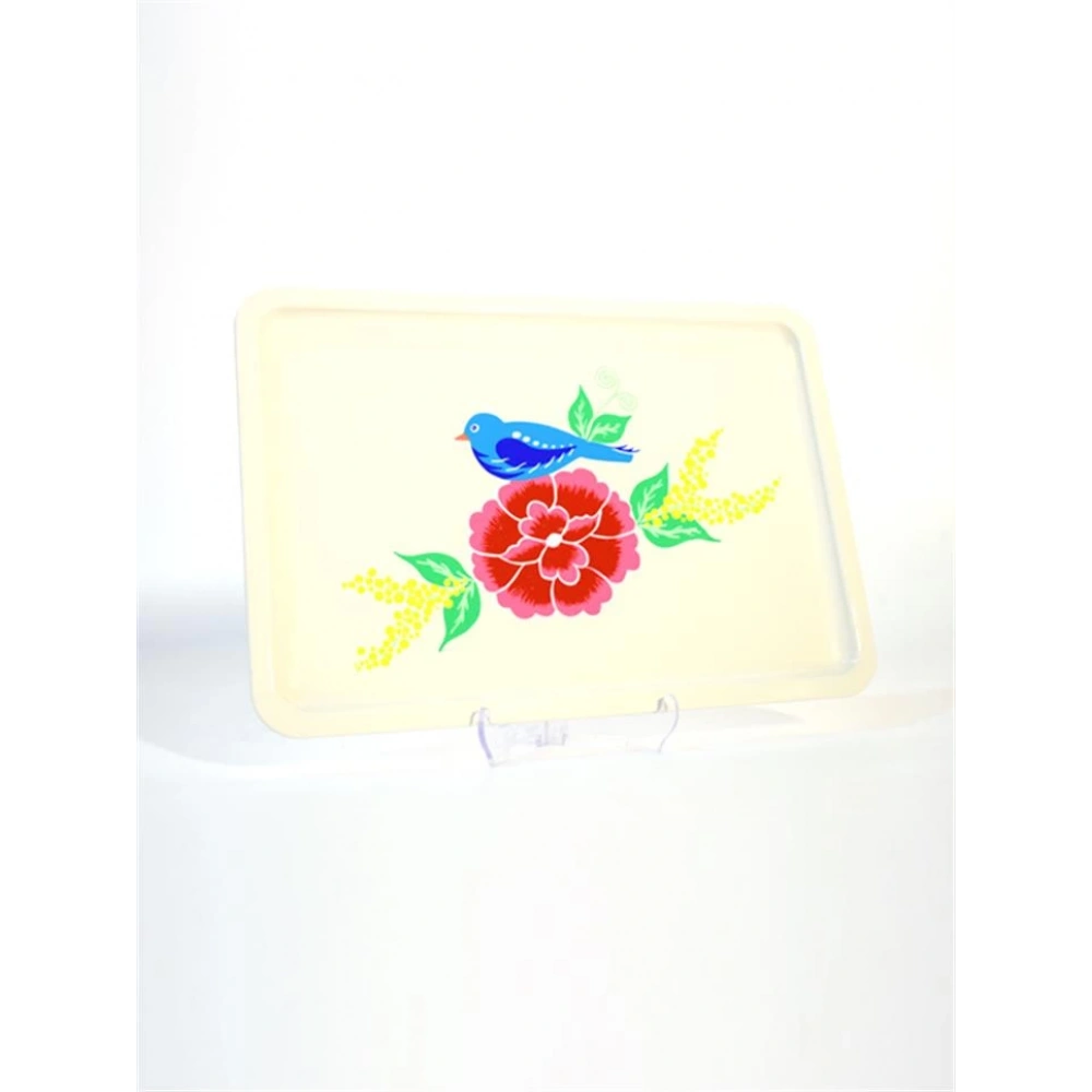 El Boyama Beyaz Dikdörtgen Tepsi