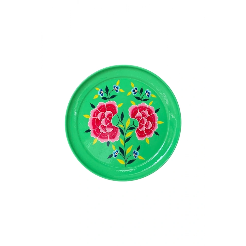 El Boyama Tepsi 26 Cm  Yeşil Çiçek