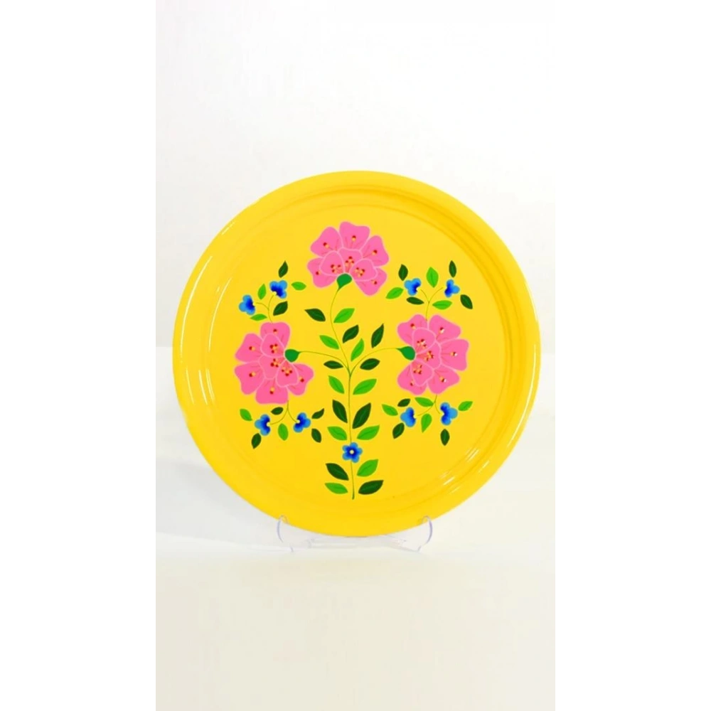 El Boyama Tepsi 33 Cm Sarı Çiçek