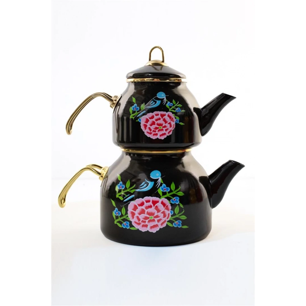 Emaye Çaydanlık Siyah Kuş