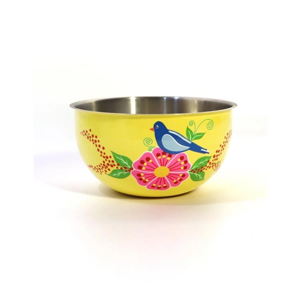 Emaye Kase 24 Cm Sarı Kuş