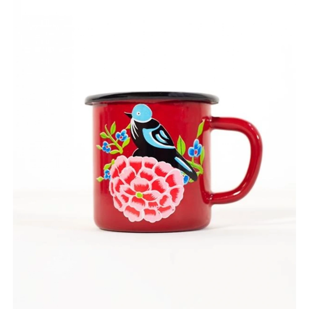 Emaye Kupa Kırmızı Kuş