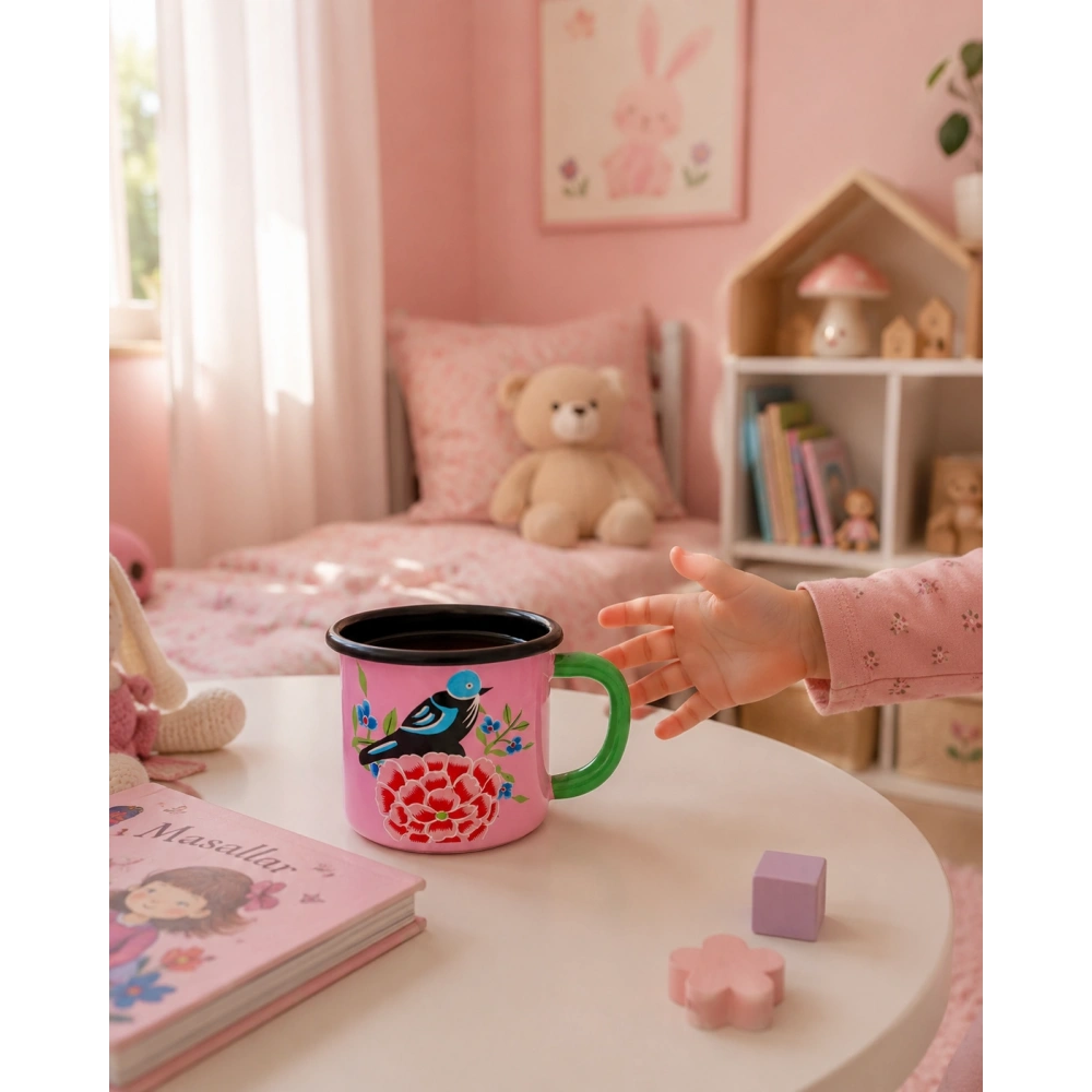 Emaye Kupa  Pembe Kuş