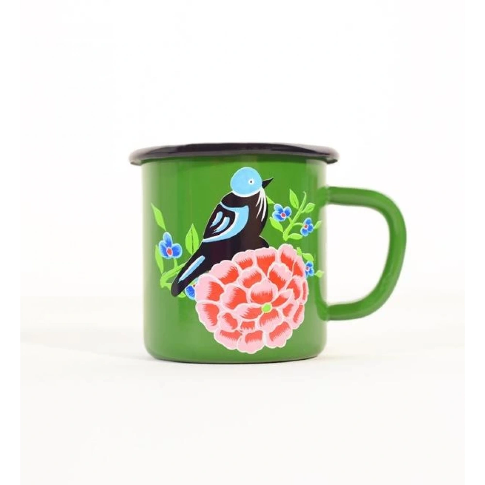 Emaye Kupa Yeşil Kuş