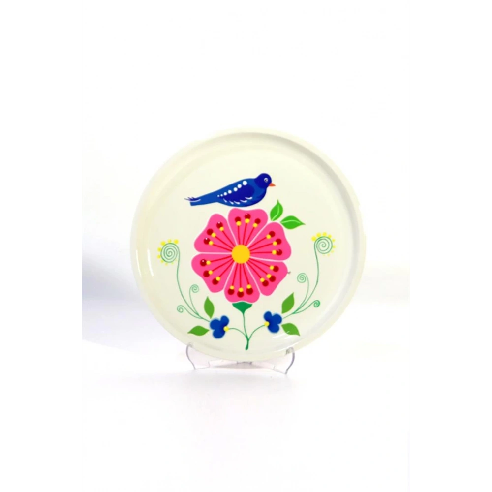 El Boyama Tepsi 33 Cm Beyaz Kuş