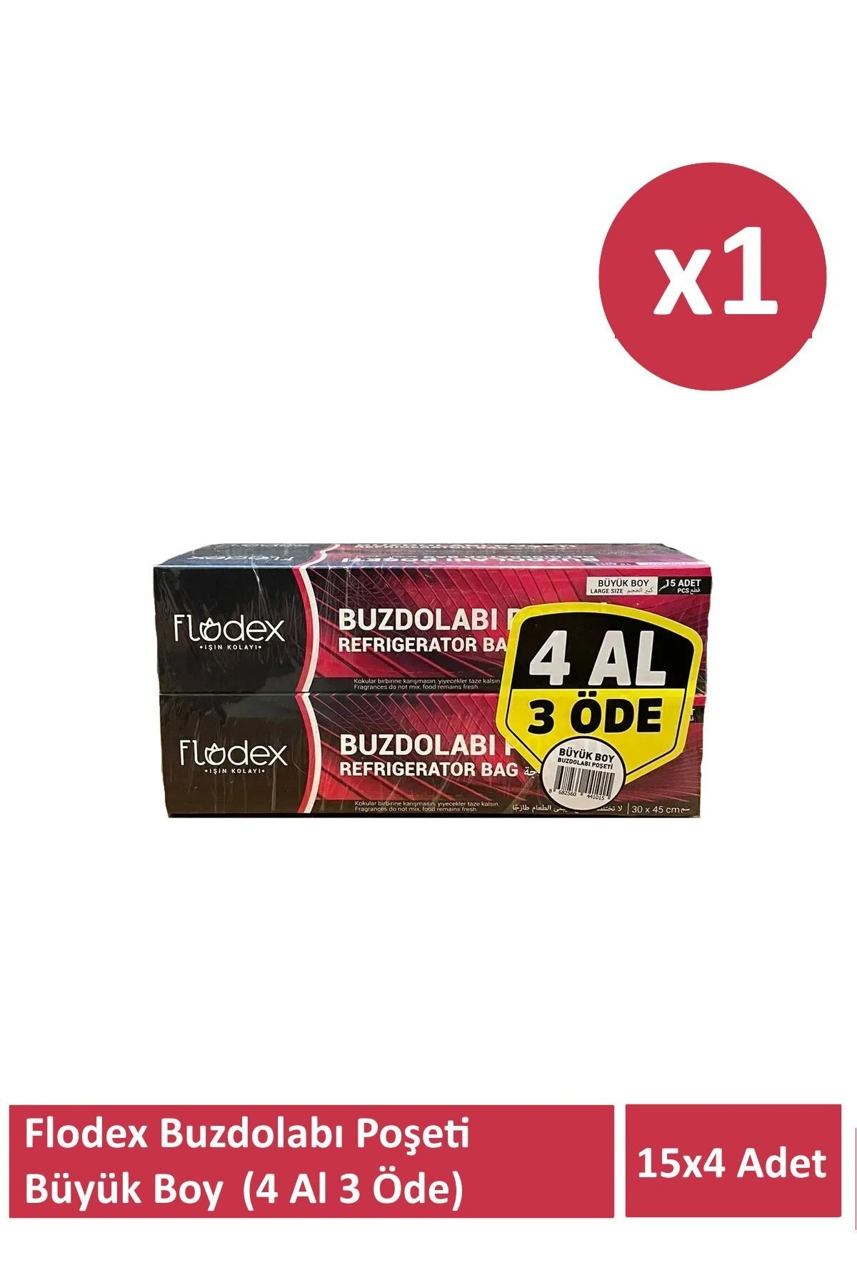 FLODEX 4Al 3 Öde Büyük Boy Buzdolabı Poşeti 60Adet