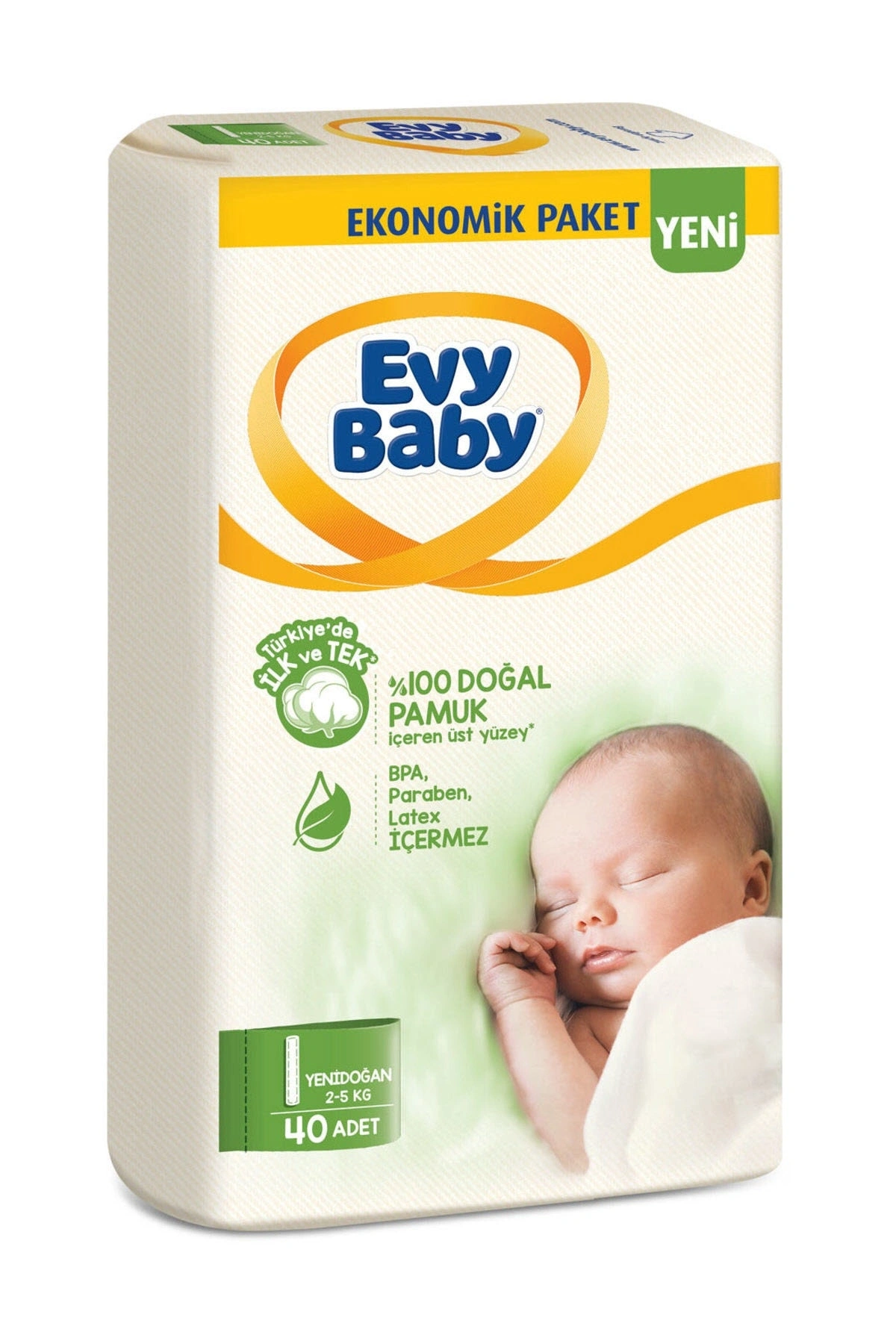 Evy Baby Bebek Bezi 1 Beden Yenidoğan 40 Adet Yeni Paket