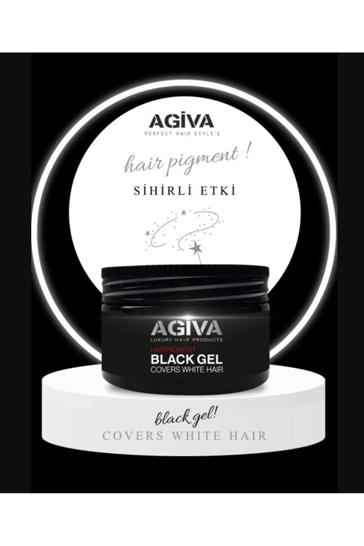 Agiva Black Gel Beyaz Saçlar Için Kapatıcı Saç Şekillendirici Güçlü Jöle Cover White Hair 250 ml