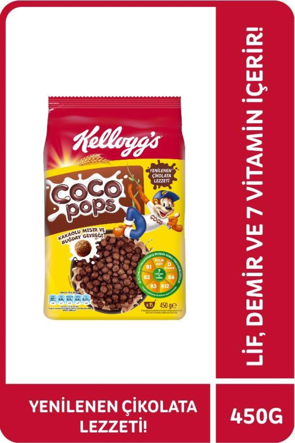 Coco Pops Çikolatalı Buğday Ve Mısır Gevreği 450 Gr, Lif,demir Ve 6 Vitamin Içerir