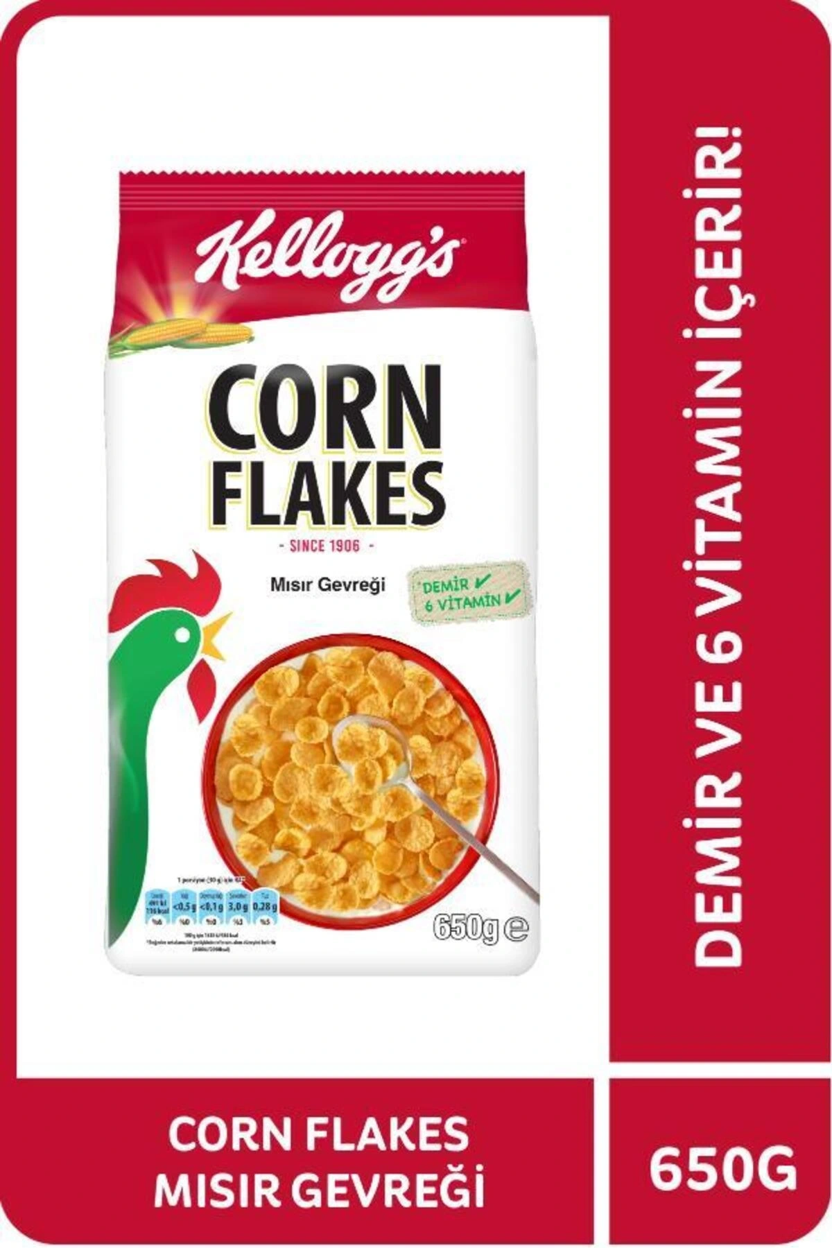 Kelloggs Corn Flakes Kahvaltılık Mısır Gevreği 650 Gr,lif Kaynağı,demir Ve 6 Vitamin Içerir