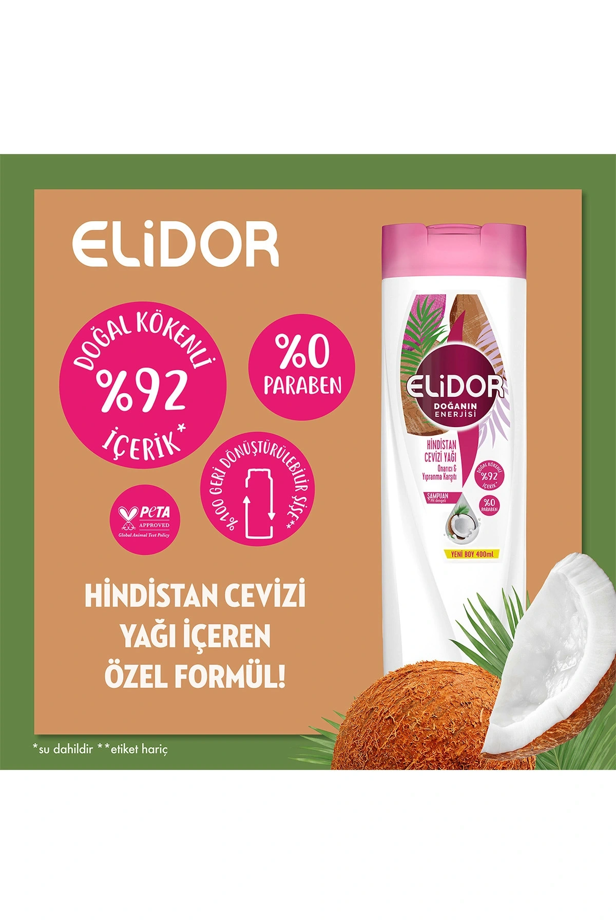 Elidor Doğanın Enerjisi Şampuan Hindistan Cevizi Yağı 400 ml