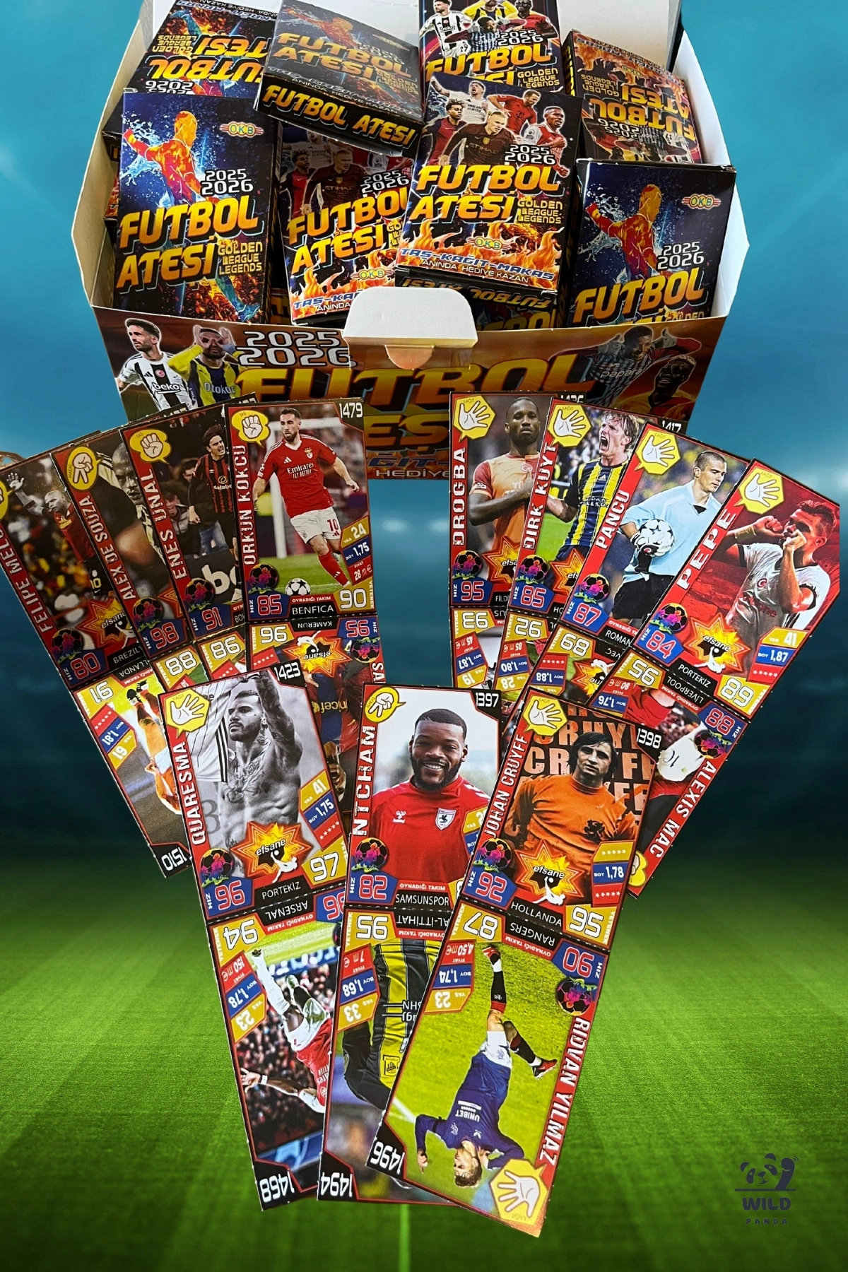 Futbol Ateşi Taş Kağıt Makas Sporcu 48 Kutu Tam Paket Futbolcu Kartı 384 Adet Kart