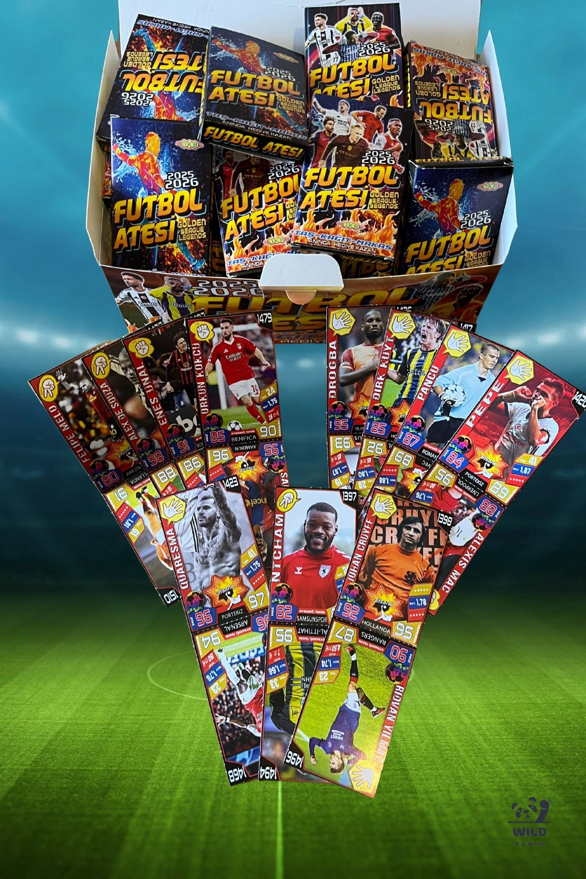 Futbol Ateşi Taş Kağıt Makas Sporcu 48 Kutu Tam Paket Futbolcu Kartı 384 Adet Kart