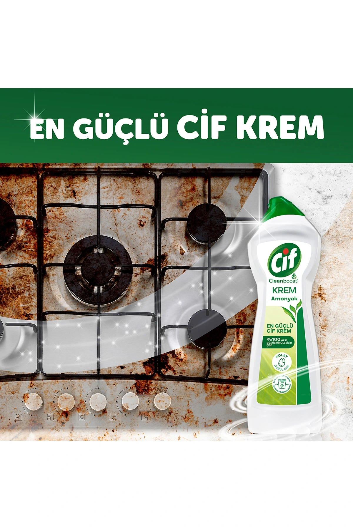 Cif Krem Yüzey Temizleyici Amonyaklı Klor Boya Fosfat Paraben Içermez 750 ml