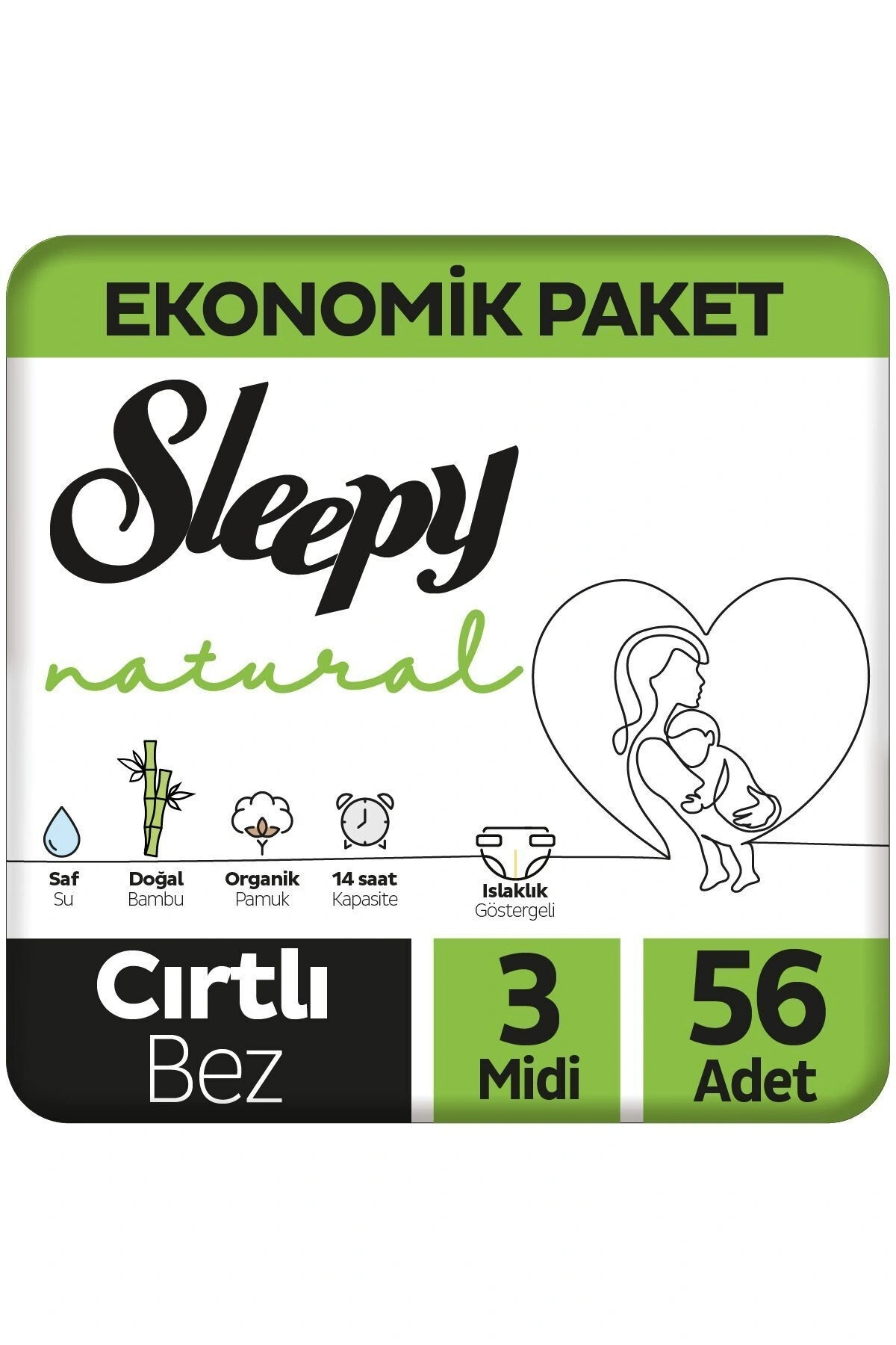 Sleepy Jumbo Bebek Bezi Midi 3 Numara 56 Adet 4-9 Kg
