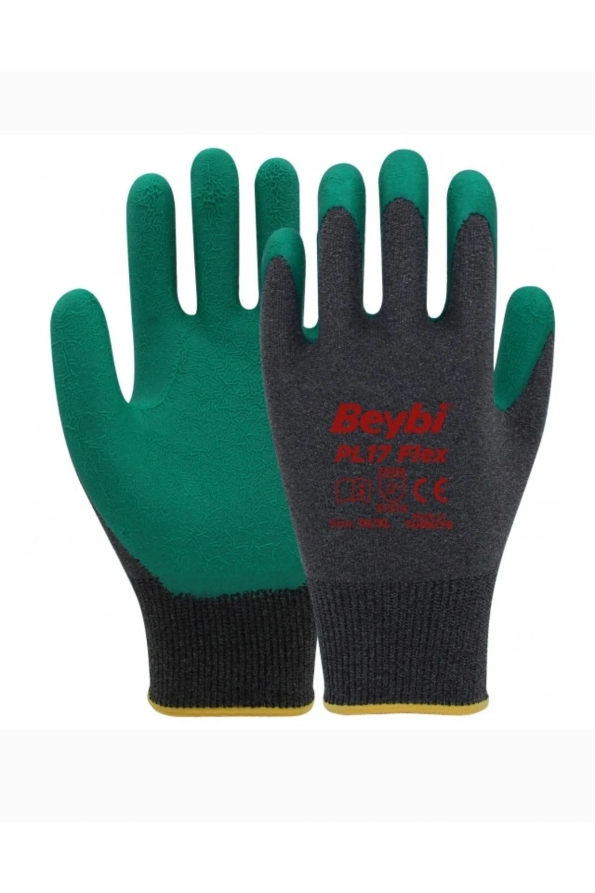 Beybi Pl17 Flex Polyester Örme Yeşil Lateks Kaplı Iş Eldiveni