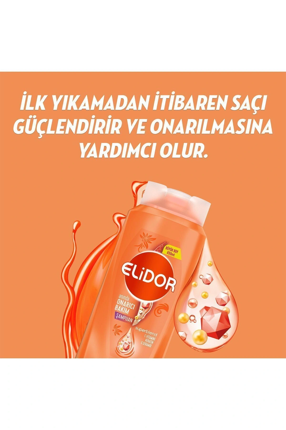 Elidor Superblend Saç Bakım Şampuanı Anında Onarıcı Bakım C Vitamini Keratin Seramid 400 ml
