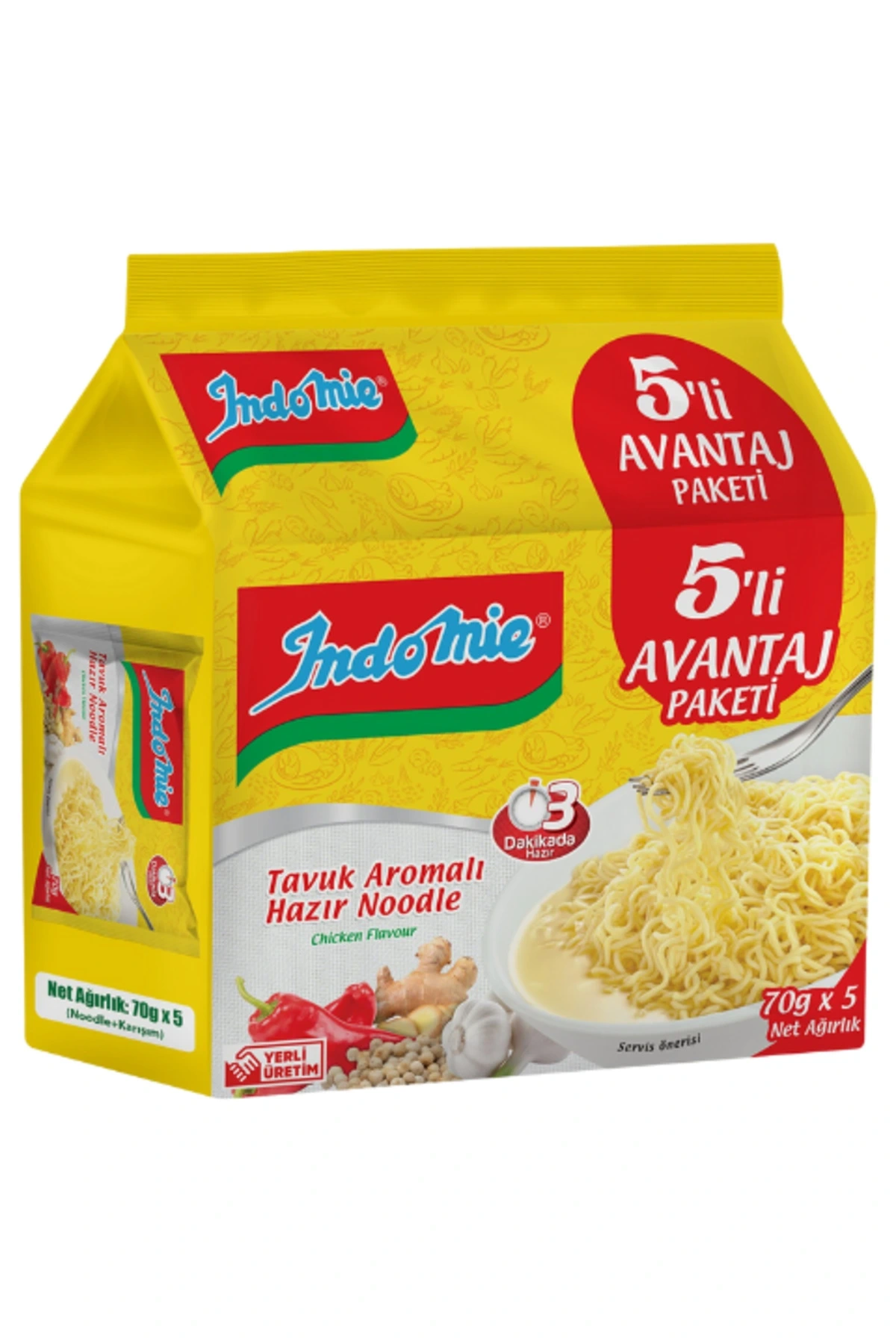 İndomie Tavuk Aromalı Hazır Noodle 70 GR * 5 Adet