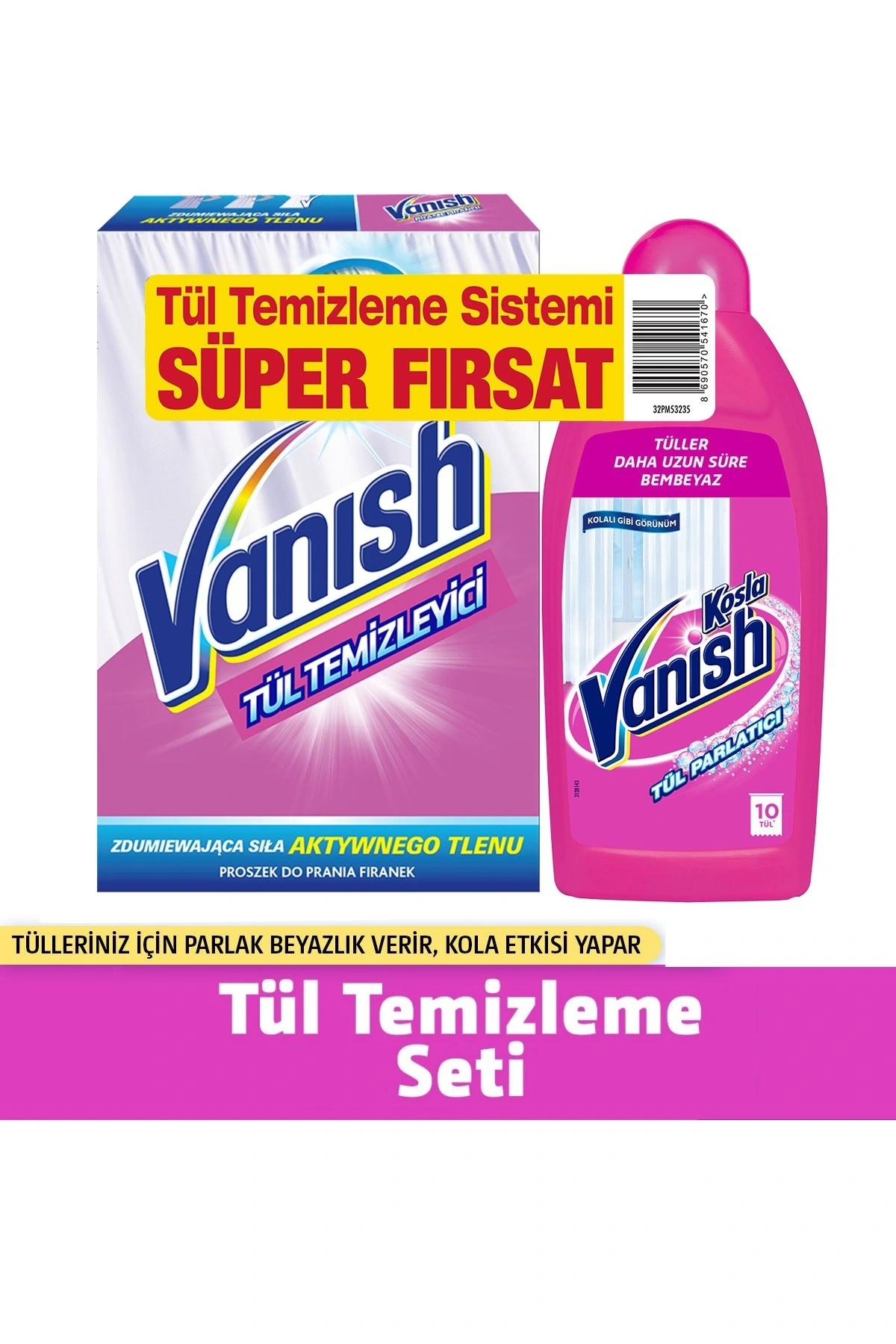 Vanish Tül Temizleyici Set ( Toz 400 gr + Parlatıcı 450 ml )