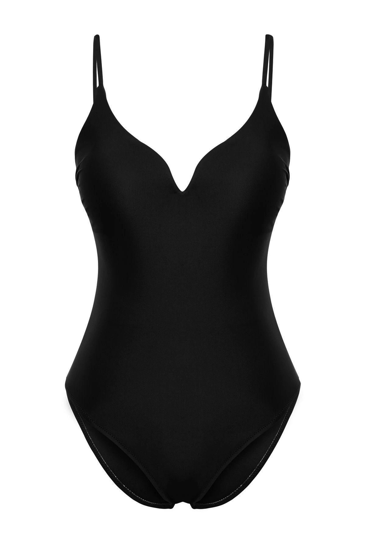 Alternative view of Kadın Moda Atma Kap Askılı Brief Yaka Siyah Regular Mayo
