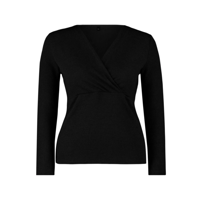 Kadın Moda Şık Büyük Beden Regular Kruvaze Yaka Düşük Kol Fitted Kalıp Örme Bürümcük Bluz